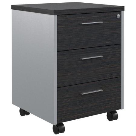 Тумба подкатная Offix с центральным замком (легно дарк темный, 465х450х625 мм, 3 ящика)